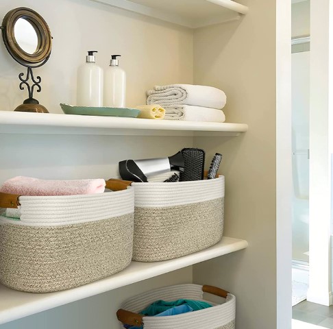 3 Pack Woven Cotton Rope Cube Storage Baskets - Image 3