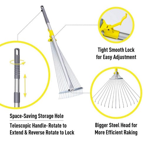 Adjustable Garden Rake Leaf, Collect Loose Debris - Image 3