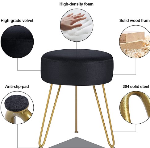 Multifunctional Vanity Stools Velvet Round - Image 2