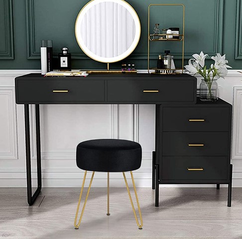 Multifunctional Vanity Stools Velvet Round - Image 3
